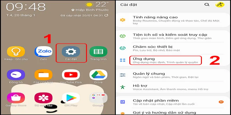 Tùy vào nhà phát hành điện thoại hội viên có thể cấp quyền thông qua cài đặt